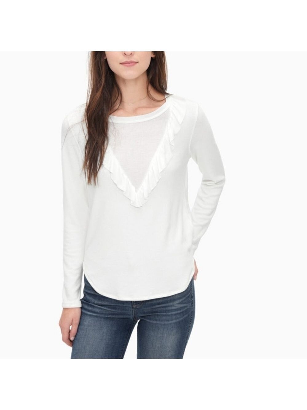 Sylvie Feather Rib Ruffle Top Large - Picture 8 of 8